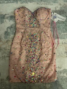 Panoply Blush Pink Strapless Crystal-Embellished Mini Dress NWT